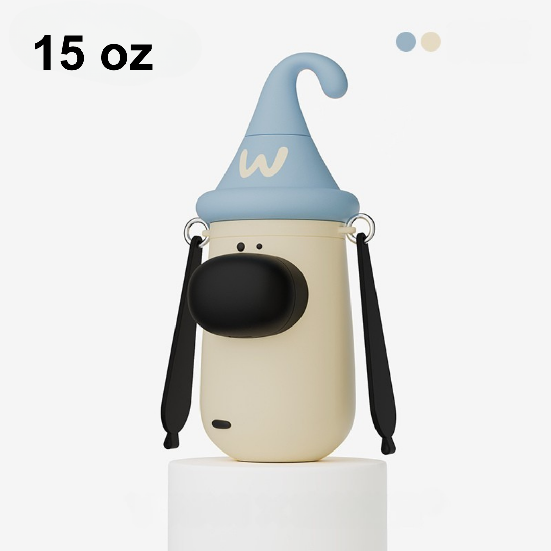 Stainless Steel Water Bottle, Straw & Strap, Gifts for Kids and Young (Puppy)
