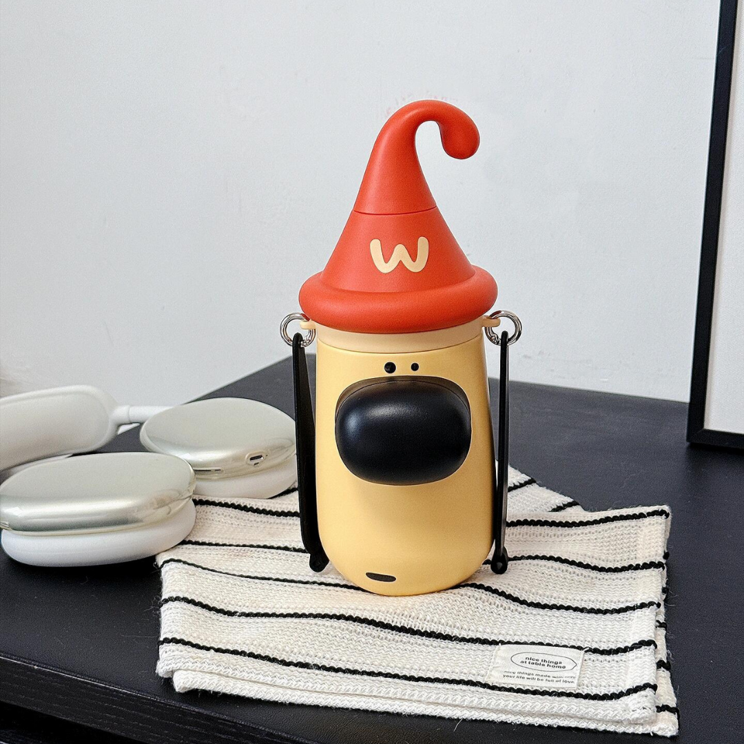 Stainless Steel Water Bottle, Straw & Strap, Gifts for Kids and Young (Puppy)