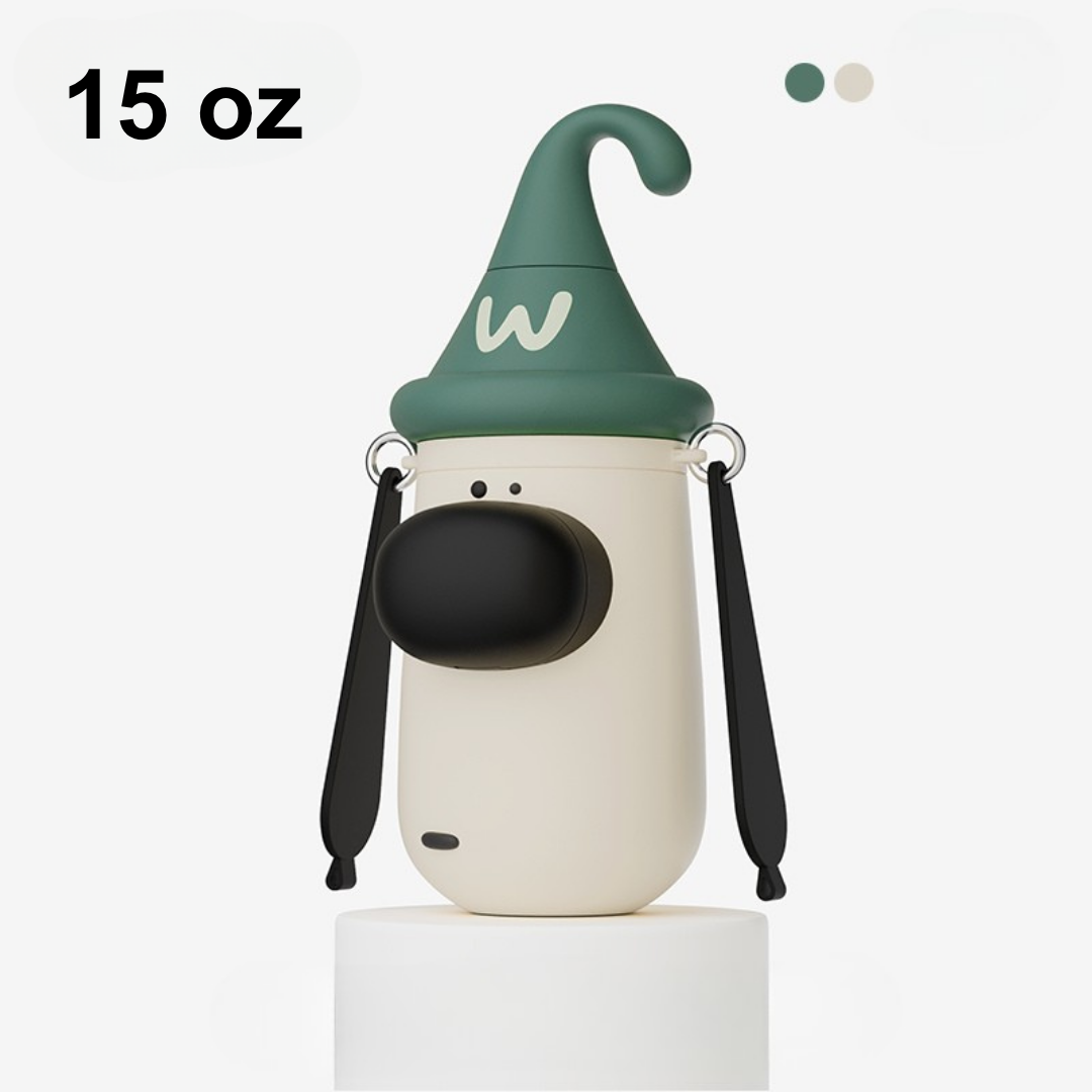 Stainless Steel Water Bottle, Straw & Strap, Gifts for Kids and Young (Puppy)