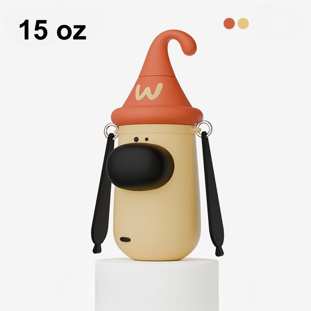 Stainless Steel Water Bottle, Straw & Strap, Gifts for Kids and Young (Puppy)