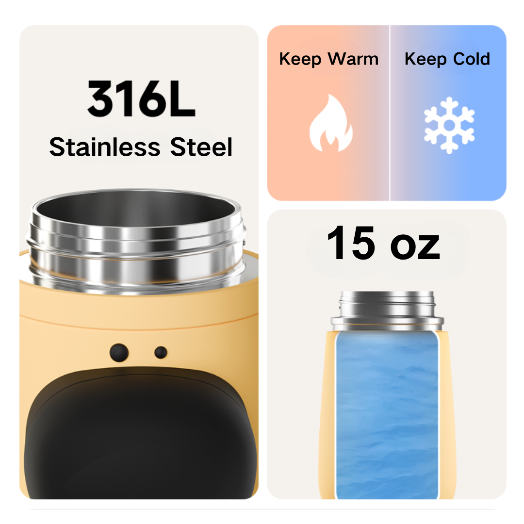 Stainless Steel Water Bottle, Straw & Strap, Gifts for Kids and Young (Puppy)