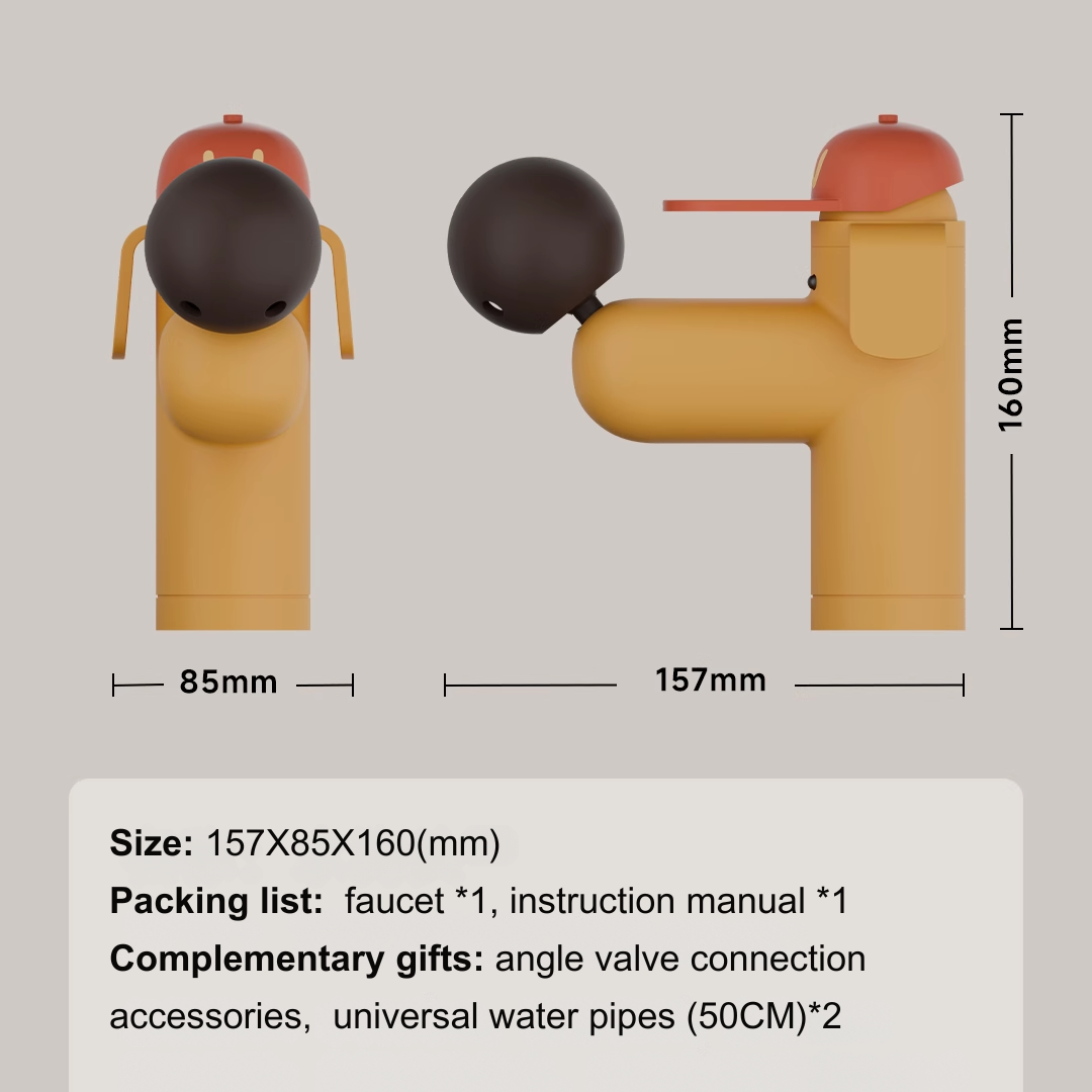 2025 Designer Original Yellow Bathroom Faucet  Puppy Shape Vanity Faucet